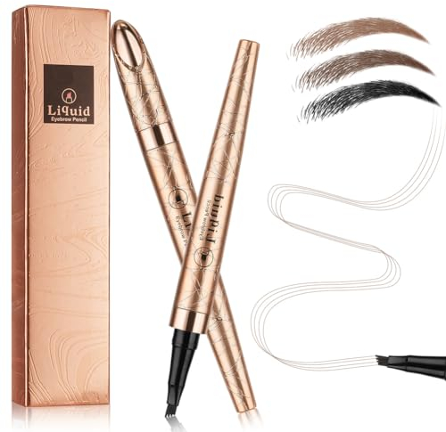 LOPHE Matita per Sopracciglia Impermeabile, Penna Sopracciglia con Quattro Punte Della Penna, Matita Sopracciglia Liquida, Lunga Durata e Anti Sudore, Naturale(1# marrone chiaro)