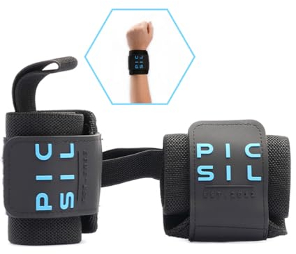 PICSIL Handgelenkschoner für Crosstraining, Starke Handgelenkstütze mit Daumenschlaufe, Flexibles Band aus Stretch-Baumwolle, ideal für Gewichtheben, Boxen, Training (Blau)