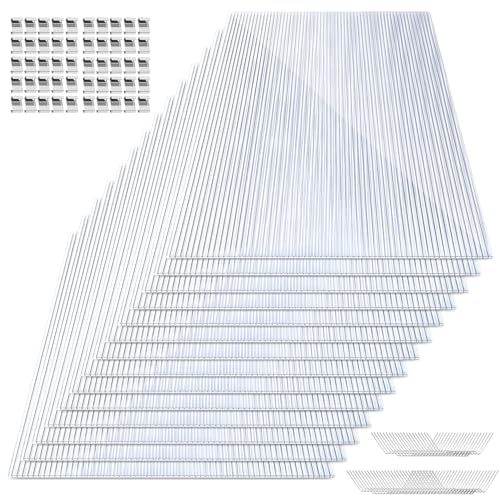 Yugodex Lot de 14 plaques alvéolaires en polycarbonate de 4 mm - 10,25 m² - Double plaque alvéolaire - 60,5 x 121 cm - Résistant aux UV - Pour serre - Avec 50 pinces, 50 clips Z