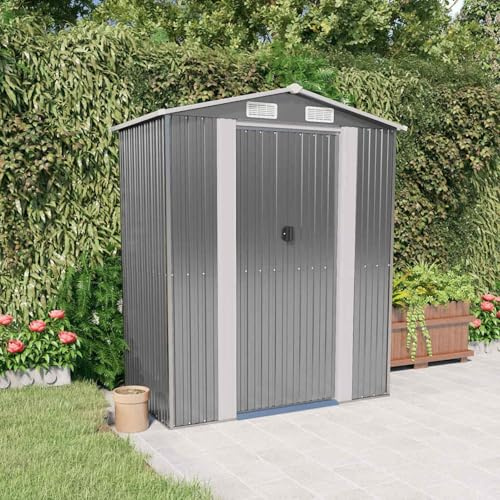 Gecheer Trädgårdsskjul metall trädgårdsskjul | Trädgårdsskjul utomhus | Förvaringsskjul | Utomhusverktygsskjul galvaniserat stål ljusgrå 192 x 108 x 223 cm