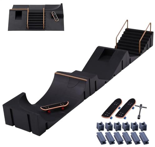 Nbbwwu Fingerboard Rampen, Umweltfreundliches Skatepark Set, Finger Skateboard Set, Fingerboard Skatepark Deck, 3 Finger Skateboards Mit 6 Rampen, Neuartiges Spielzeug Aus Legierung Für Kinder