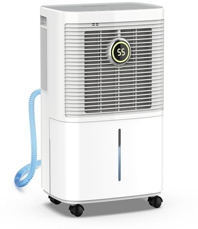 Dravonic 21 Pints Dehumidifier for Basement and Home, Quiet 3-Mode Operation with Continuous Drain Hose, 0.4 Gal Tank, Auto Defrost and 24H Timer for Bedrooms and Bathrooms (White)