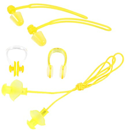 VINTORKY Pinzas Nasales Alta Expansión y Protección Impermeables Juego de 4 y de Pvc Tapones Oídos Color Amarillo para Natación para Adultos y Niños