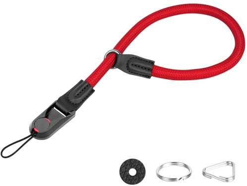 HOTUT Cinghia da Polso Fotografica Regolabile,Laccio da Polso per Fotocamera in Neoprene con Sgancio Rapido, Laccio Sicuro per DSLR e Mirrorless, Rosso