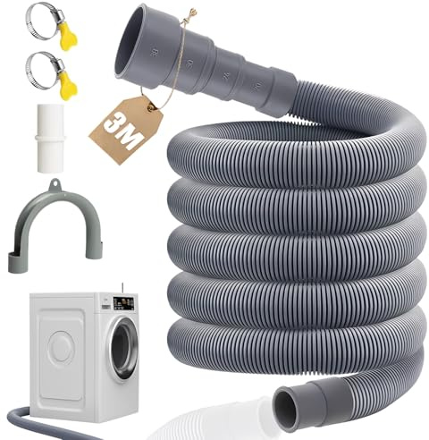 XEIYEI Ablaufschlauch Waschmaschine 3M Universal Waschmaschinenschlauch Abwasserschlauch Verlängerung Set 4 Schnittstellengrößen für Waschmaschinen Spülmaschine Wohnmobil