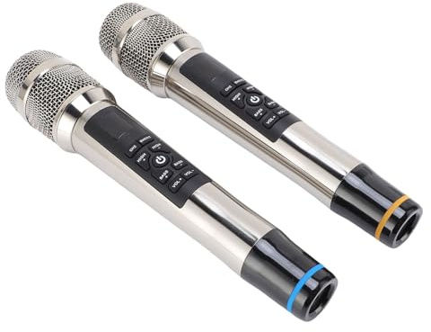 RASTKY Ensemble de Microphones sans Fil en Métal Dynamique pour Home Cinéma, Micro de Réverbération Professionnel pour Le Chant karaoké, Ensemble de Micros sans Fil Portables pour événements en
