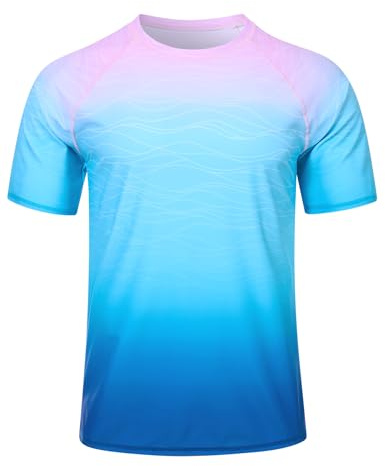 Fanient T-Shirt Anti-UV pour Homme,Séchage Rapide,Manches Courtes,Manches Courtes,Protection UPF 50+,Respirant,Idéal pour Le Surf,la Randonnée et Autres Activités Nautiques