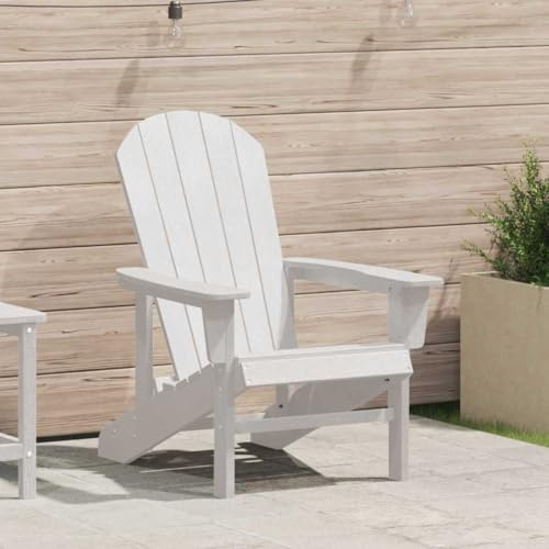Drainlyn Adirondack-stol vit av HDPE 82 x 74 x 92 cm, väderbeständig och stapelbar, med armstöd, perfekt som trädgårdsstol, balkongstol, terrassstol för utomhus och avkoppling