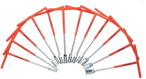 AB Tools T - Bar Socket Spanner Socket Wrench Nut Spinner Set 8mm - 19mm Extra Long 12pc