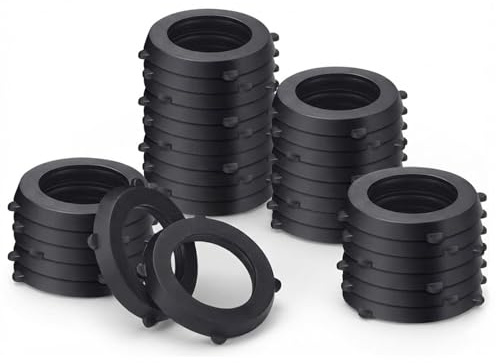SmoTecQ 30 Pack Garden Hose Washers with Self-Locking Tabs - Heavy Duty Rubber Seals for 3/4 Hose Fittings, Stay-in-Place Design Prevents Falling Out & Leaks, Black
