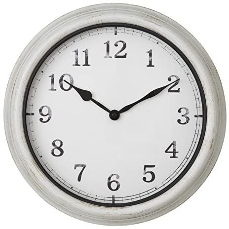 TFA Dostmann Analoge XL-Wanduhr Outdoor, 60.3067.02, große Uhr, im Retro Design, spritzwassergeschützt, aus Metall und mit Glas, für die Terrasse/Balkon, Weiß