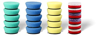 SPTA Mini Polierschwamm Sets, 21tlg 40mm Polierschwämme und Wolle Polierpads Set, Detail Polieren Pad, Polierschaum Pad für Mini exzentrische Poliermaschine, schleifmaschine