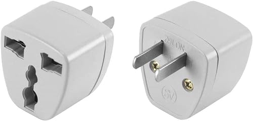 2 Unidades Adaptador de Enchufe Tipo A para Estados Unidos USA, Japón, Cuba, Canadá, Méjico, Colombia, Thailandia, Guatemala, Honduras, Jamaica, Puerto Rico... White