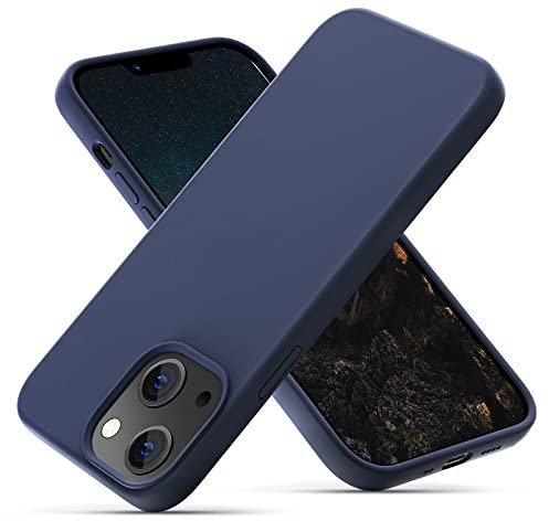OIIAEE Liquid Silicone Case Designed for iPhone 13 Mini Case, Ultra Slim Shockproof Protective Phone Case Cover with Soft Anti-Scratch Microfiber Lining, 5.4 inch, Midnight Blue