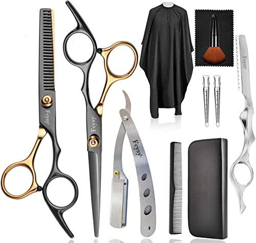 Friseurschere Haarschneideschere Effilierschere Set, Fcysy 11 Stk Friseur Scheren Professionell Haarschere, Schere Haare Schneiden Frisör Schere Haarschere Kinder Hund Effilierschere Friseur Profi