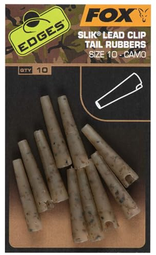 Fox Edges Camo Size 10 Slik Lead Clip Tail Rubber - 10 Leadclips, Bleiclips, Angelzubehör zum Karpfenangeln
