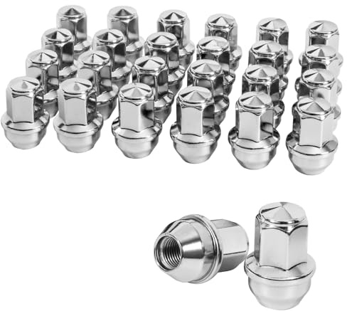 TAGMORE 24pcs M14x1.5 Lug Nuts - Compatible with 2015-2023 Ford F150, Expedition, Lincoln Navigator, 2017-2023 Tesla Model 3 One-Piece Design Factory Chrome Wheel Nut Set