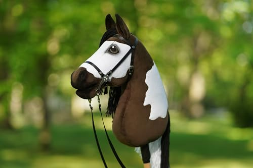 Hobby Horse Chestnut White + Stick + Hackamore Bridle, 100% Handmade, Hobby Horse Pferd, Steckenpferd, Stokpaard, Horse on the Stick