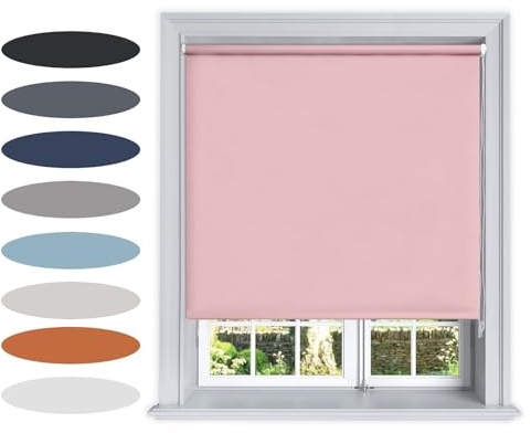 Lister Cartwright Blackout Plain Roller Blinds (Pink, 150W x 160H cm) | UV Protection, Insulated Trimmable Window Blind, Easy Fit, Child Safe for Home Bed Room,Living Room & Office