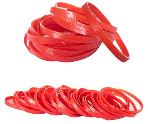 Elastiska band, kraftiga 100 st tjocka gummiband, 60 x 5 mm, naturliga starka pengar, elastiska band, breda gummiband, stationära, töjbara band för hem, skola, kontor, verkstad, tillbehör, röd