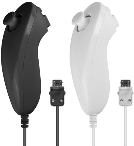 2-Pack Nunchuk Controller für Wii: Remote Nunchuk Jostick Game Controller Kompatibel, Ersatz Controller Kompatibel, Nunchuck-Controller Kompatibel mit Nintendo Wii und Wii U Videospiel Gamepads