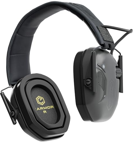 Earmor M300T Elektronische Gehörschutz Mit Bluetooth Schiessen Kapselgehörschutz Ohrenschützer Lärmdämpfung für Jagd Schieß Dämmwert, SNR 29dB Dynamische Geräusch-Regelung, Schwarz
