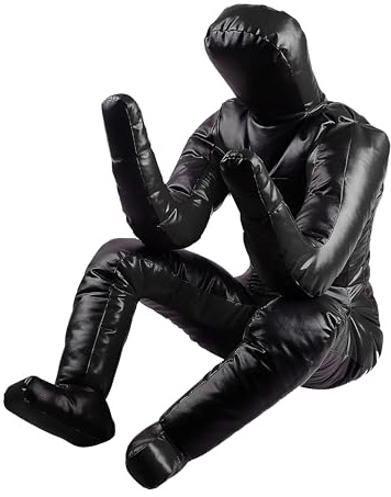 Muñeco de boxeo de judo para artes marciales mixtas, chupete BJJ, posición sentada, Jiu Jitsu brasileño, vinilo de entrenamiento de autodefensa, sin relleno (negro completo, 182.9 cm) - 180 cm - Sin