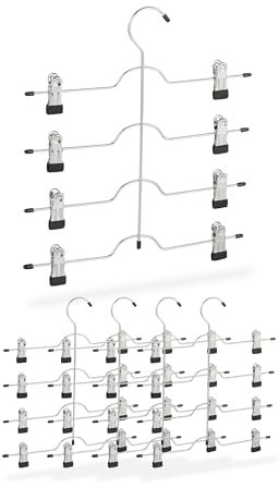 Relaxdays Grucce Appendiabiti Multiple, Set 5 Stampelle con Pinze Appendi Pantaloni e Gonne, Appendini Abiti, in Ferro, 39 x 34 x 2 cm