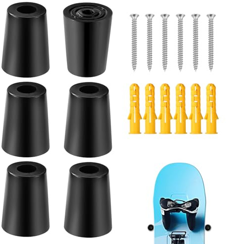 6st Vertikal Skidhängare, Skidväggshållare Vertikal Väggmonterad Skidhållare med Skruvar Expansionsankare Vertikal Snowboardförvaring för att Säkert Förvara och Visa din Skida Snowboard(Svart)