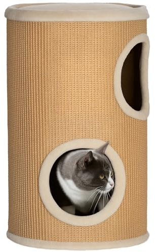 PawHut Torre Tiragraffi per Gatti 2 Livelli Casetta per Gatti Marrone