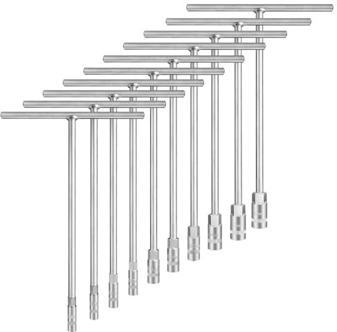 zozoa Set di chiavi a T con impugnatura metrica, 10 pezzi (7 mm, 8 mm, 9 mm, 10 mm, 11 mm, 12 mm, 13 mm, 14 mm, 17 mm, 19 mm), acciaio Cr-V, 6 punte, per riparazione di auto e moto da cross
