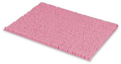 MEGAROOM Chenille Badematte rutschfest - Ultra-weich & hochsaugfähig - Antirutsch Badezimmerteppich waschbar - Luxus Duschvorleger für Badezimmer, WC, Wohnzimmer, Schlafzimmer, 80x50 cm, Rosa