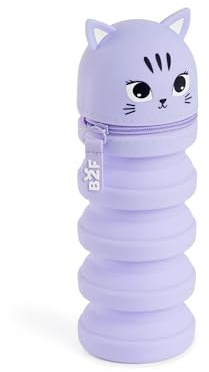 Back2Fun - Trousse Pot à Crayons 2 en 1 Extensible, Étui Scolaire à Un Compartiment, Porte-Tout rétractable en Silicone Souple avec Fermeture éclair, Matériel Scolaire, Chatonne