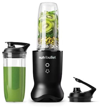 nutribullet Ultra NB1206MB, Mixer mit Tritanbehälter, Edelstahl-Mahlklingen, Elektrischer Smoothie-Mixer, 900ml und 700ml Behälter, 2 To-Go-Deckel, 1200W, Grau