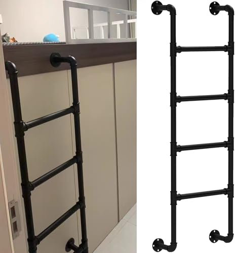 Escaliers de grenier réglables de 1 m à 3 m et échelle de sortie de sous-sol, lit superposé en tuyau de fer robuste et échelle de montée double gain de place, échelle murale en métal pour loft