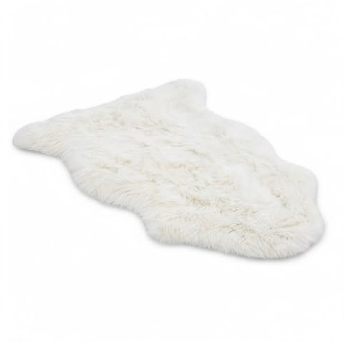 Infinity Leather Tappeto di Vera Pelle di Pecora – 100% Lana Naturale, Morbido, Soffice e Setoso, Plaid di Lusso per Camera da Letto, Divano o Pavimento, Caldo e Traspirante (180 x 60 cm) (Avorio)