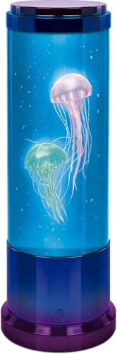 Wireless Express Jellyfish Mood Lamp with LED Lights - Realistic Jellyfish Motion, Multi-Color Changing LED Modes, Auto Shut Off - 11 Inch Metallic (Purple)
