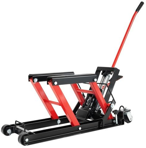 Areao 680 kg hydraulisk motorcykellyftare, 1 500 pund lastkraft, utan monteringsbänk, lyftområde 115–365 mm, med 4 hjul, lätt att flytta, för motorcykel ATV Quad verkstad, garage, racerbana