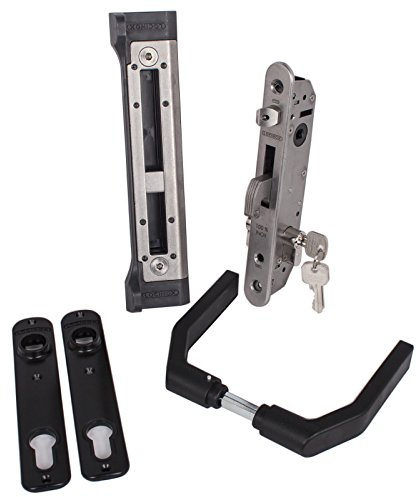 LOCINOX FORTY-SET noir Ensemble de serrures à mortaise complet pour portes tournantes, portes battantes, portes de cour