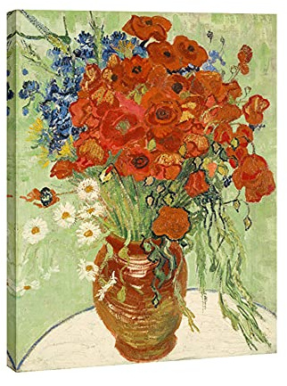 Wieco Art Red Poppies and Daisies Large Canvas Prints Wall Art of Van Gogh Famous Artwork Floral Oil Paintings Reproduction Abstract HD Classical Flowers Pictures for Living Room Home Decor