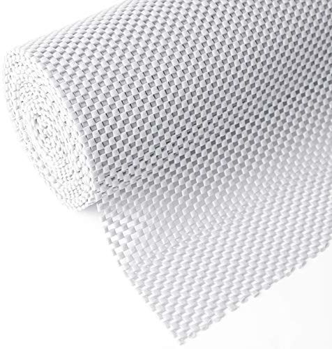 Shelf Cupboard Liner, Cabinet Drawer Liners Non Adhesive 12 Inches x 20 Feet for Kitchen Cabinets, Strong Grip Durable Non Slip for Storage Desks Kitchenware Tableware, Easy to Install, White