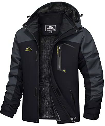 TACVASEN Herren Wanderjacke Wasserdicht Fleece Jacket Winter Warme Outdoorjacke Übergangsjacke Funktionsjacke, Dunkelgrau, XL