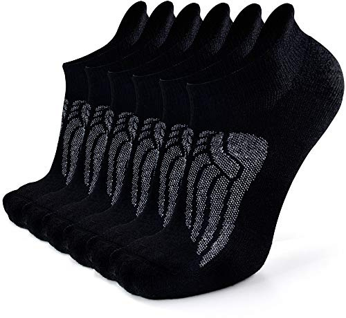 Busy Socks Merino Wool Compression Socks for Men, Adult Women Low Cut Non Slip Athletic Running Ankle Footless Socks Best Gifts, Black, Large, 6 Pairs