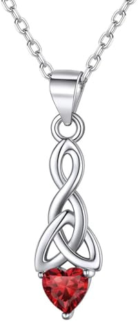 ChicSilver Necklaces for Women Sterling Silver January Birthstone Celtic Knot Pendant Necklace 925 Silver Garnet Jewellery Lovely Gifts for Female