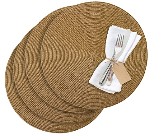 Westmark, Mantel Individual/Mantel de Mesa, Circle, marrón Claro, Set de 4, Lavable, sintético, Ø 38 cm, Saleen Edition, 01211030154