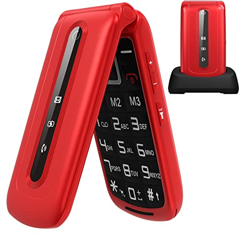 uleway Seniorenhandy Klapphandy ohne Vertrag,GSM Senioren Handy mit Notruftaste,Uhr nd FM Radio | Rentner Große Tastenhandy | GSM Handy | Einfaches Backup kinderhandy