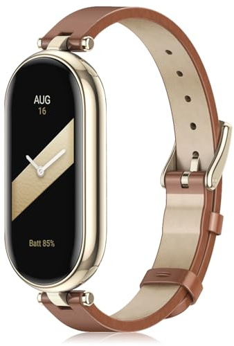 Xisair Ersättningsarmband för Xiaomi Band 8/9/10 läderband, lätt, mjukt och bekvämt armband smarta klocktillbehör Miband 10 och 9 och 8 armband