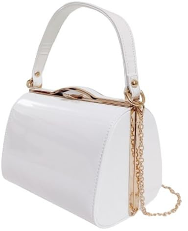 UShopUK Top Handle Patent Leather Cross Body Bridal Prom Wedding Evening Party Clutch Hand Bag (White)