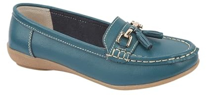 Jo & Joe Women Leather Flat Loafer Ladies Casual Comfy Slider Low Wedge Heel Work Shoes Jasper Green Size 4