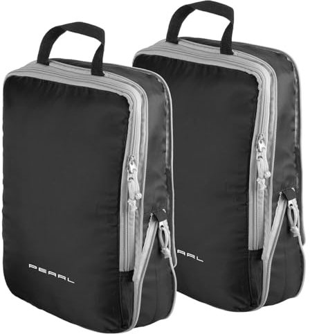PEARL Kleidertaschen: 2er-Set Kompressions-Packtaschen für Handgepäck, Größe L, 37x27x7 cm (Koffer Organizer Kompression, Kompressionssack, Umhängetasche)